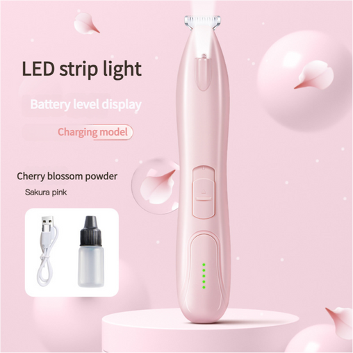 Sakura Pink Pet Hair Trimmer with LED Light, USB Rechargeable, and Battery Indicator Pet Care > Cleaning & Maintenance > Pet Grooming Supplies V888-ELOSUNG10119 Online Furniture