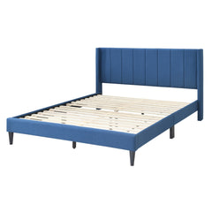 Samson Double Bed Winged Headboard Fabric Upholstered - Blue Furniture > Bedroom V315-VOB-SAMS-01 Online Furniture