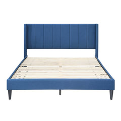 Samson Double Bed Winged Headboard Fabric Upholstered - Blue Furniture > Bedroom V315-VOB-SAMS-01 Online Furniture