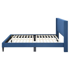 Samson Double Bed Winged Headboard Fabric Upholstered - Blue Furniture > Bedroom V315-VOB-SAMS-01 Online Furniture