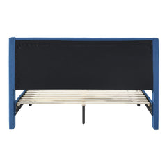 Samson Double Bed Winged Headboard Fabric Upholstered - Blue Furniture > Bedroom V315-VOB-SAMS-01 Online Furniture