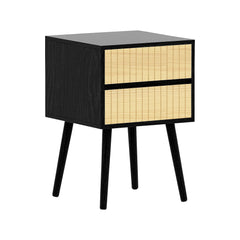 Sarantino Ivan Bedside Table Night Stand - Black/natural Furniture > Bedroom V240-TBL-707-5TZ-BKN Online Furniture