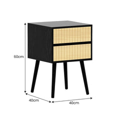 Sarantino Ivan Bedside Table Night Stand - Black/natural Furniture > Bedroom V240-TBL-707-5TZ-BKN Online Furniture