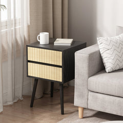 Sarantino Ivan Bedside Table Night Stand - Black/natural Furniture > Bedroom V240-TBL-707-5TZ-BKN Online Furniture