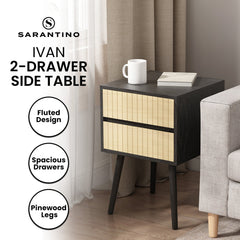 Sarantino Ivan Bedside Table Night Stand - Black/natural Furniture > Bedroom V240-TBL-707-5TZ-BKN Online Furniture