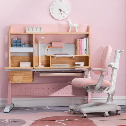 Solid Rubber Wood Height Adjustable Children Kids Ergonomic Pink Study Desk Chair 120cm AU Baby & Kids > Kid's Furniture V255-XJM017-PCSB508-PINK Online Furniture