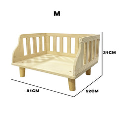 Solid Wood Pet Cat Dog Bed Wooden Puppy Home Bed Pet Supply M Sizes w/Pillows Pet Care > Dog Supplies V488-PCPBP-M Online Furniture