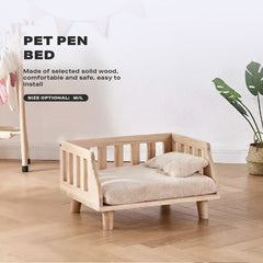 Solid Wood Pet Cat Dog Bed Wooden Puppy Home Bed Pet Supply M Sizes w/Pillows Pet Care > Dog Supplies V488-PCPBP-M Online Furniture