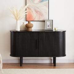 Tate Black Column Wooden Sideboard Table Furniture > Living Room V80-TATE-SB-BLACK Online Furniture