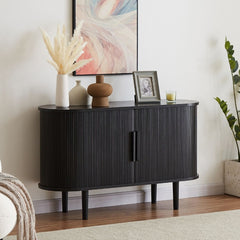 Tate Black Column Wooden Sideboard Table Furniture > Living Room V80-TATE-SB-BLACK Online Furniture