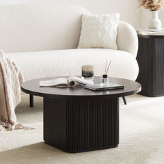 Tate Black Round Column Coffee Table Furniture > Living Room V80-TATE-CT-BLACK Online Furniture