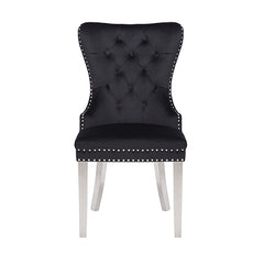 Victoria 2X Dining Chair Black Velvet & STAINLESS STEEL Legs Furniture > Dining V43-DC-VIC Online Furniture