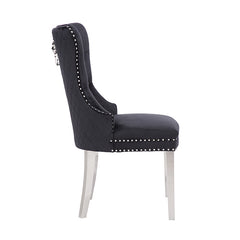 Victoria 2X Dining Chair Black Velvet & STAINLESS STEEL Legs Furniture > Dining V43-DC-VIC Online Furniture