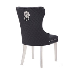 Victoria 2X Dining Chair Black Velvet & STAINLESS STEEL Legs Furniture > Dining V43-DC-VIC Online Furniture