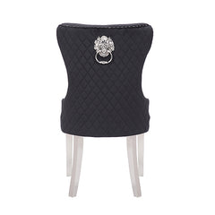 Victoria 2X Dining Chair Black Velvet & STAINLESS STEEL Legs Furniture > Dining V43-DC-VIC Online Furniture