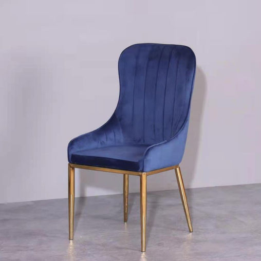 Vivian Blue Gold Velvet Dining Chair Furniture > Bar Stools & Chairs V195-DCBL/GD-4PC Online Furniture