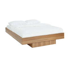 Walnut Oak Wood Floating Bed Base King Furniture > Bedroom V80-NOOK-183DARK-BB-K Online Furniture