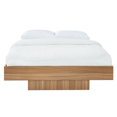 Walnut Oak Wood Floating Bed Base King Furniture > Bedroom V80-NOOK-183DARK-BB-K Online Furniture