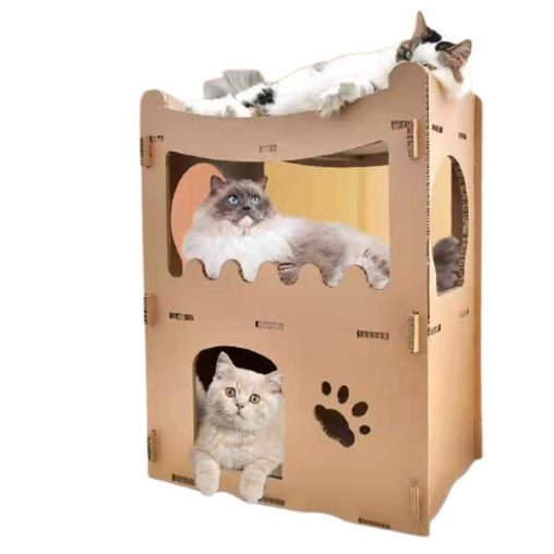 YES4PETS Cat Cardboard House Tower Condo Scratcher Pet Post Furniture Double Storey Pet Care > Cat Supplies V278-FH-0001-CARBORD-HOUSE Online Furniture