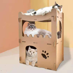 YES4PETS Cat Cardboard House Tower Condo Scratcher Pet Post Furniture Double Storey Pet Care > Cat Supplies V278-FH-0001-CARBORD-HOUSE Online Furniture