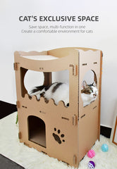 YES4PETS Cat Cardboard House Tower Condo Scratcher Pet Post Furniture Double Storey Pet Care > Cat Supplies V278-FH-0001-CARBORD-HOUSE Online Furniture