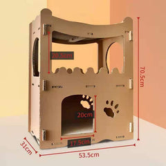 YES4PETS Cat Cardboard House Tower Condo Scratcher Pet Post Furniture Double Storey Pet Care > Cat Supplies V278-FH-0001-CARBORD-HOUSE Online Furniture