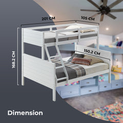 Zinnia Single Double Bunk Bed Frame Rubber Timber Wood Loft Furniture - White Furniture > Bedroom > Beds & Bed Frames V315-V-WELL-02-KIT Online Furniture