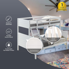 Zinnia Single Double Bunk Bed Frame Rubber Timber Wood Loft Furniture - White Furniture > Bedroom > Beds & Bed Frames V315-V-WELL-02-KIT Online Furniture