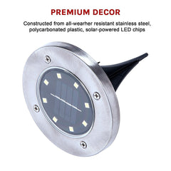 12x Solar Powered LED Buried Inground Recessed Light Garden Outdoor Deck Path Home & Garden > Garden Lights V63-831721 Online Furniture