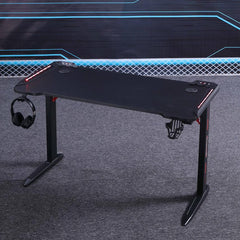 140cm RGB Gaming Desk Home Office Carbon Fiber Led Lights Game Racer Computer PC Table L-Shaped Black Furniture > Office V255-D2111-140CM Online Furniture