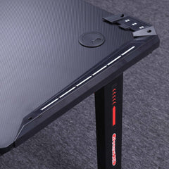 140cm RGB Gaming Desk Home Office Carbon Fiber Led Lights Game Racer Computer PC Table L-Shaped Black Furniture > Office V255-D2111-140CM Online Furniture