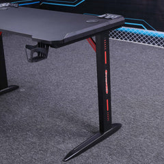 140cm RGB Gaming Desk Home Office Carbon Fiber Led Lights Game Racer Computer PC Table L-Shaped Black Furniture > Office V255-D2111-140CM Online Furniture