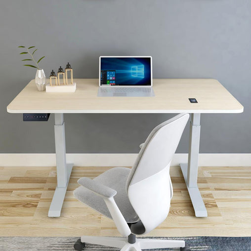 140cm Standing Desk Height Adjustable Sit Stand Motorised Grey Dual Motors Frame Maple Top Furniture > Office V255-DMG-140M Online Furniture