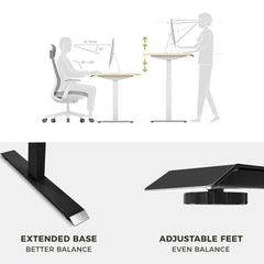 140cm Standing Desk Height Adjustable Sit Stand Motorised Grey Dual Motors Frame White Top Furniture > Office V255-DMG-140W Online Furniture