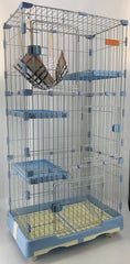 146 cm Blue Pet 4 Level Cat Cage House With Litter Tray & Wheel 72x47x146 cm Pet Care > Cat Supplies V278-CSN-1-3-M-3-BLUE Online Furniture