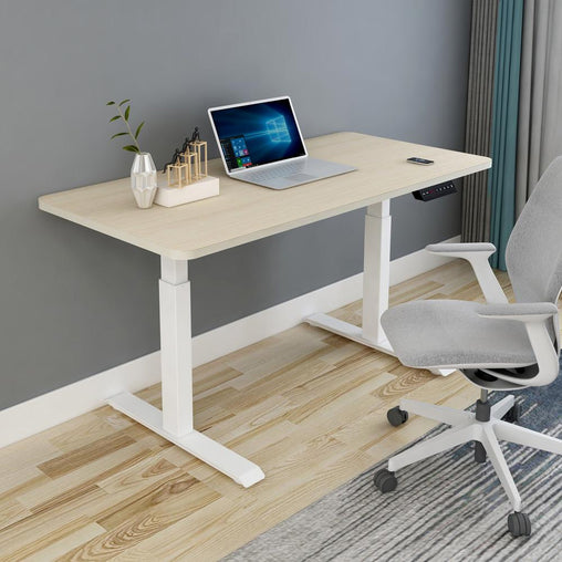 160cm Standing Desk Height Adjustable Sit Stand Motorised White Dual Motors Frame Maple Top Furniture > Office V255-DMW-160M Online Furniture