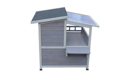2 Story Outdoor Cat Shelter Condo with Escape Door Rainproof Kitty House Pet Care > Coops & Hutches V278-CH426 Online Furniture