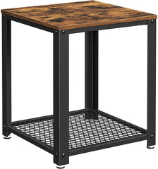 2-Tier Side Table with Storage Shelf with Metal Frame Rustic Brown Furniture > Living Room V178-11246 Online Furniture