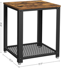 2-Tier Side Table with Storage Shelf with Metal Frame Rustic Brown Furniture > Living Room V178-11246 Online Furniture