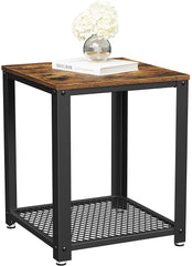 2-Tier Side Table with Storage Shelf with Metal Frame Rustic Brown Furniture > Living Room V178-11246 Online Furniture