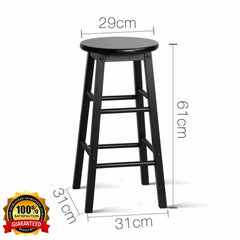 2 X Bar Stool Wooden - Natural and Black - ozily