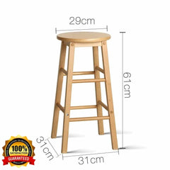 2 X Bar Stool Wooden - Natural and Black - ozily