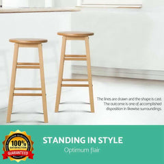 2 X Bar Stool Wooden - Natural and Black - ozily