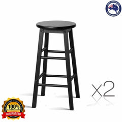 2 X Bar Stool Wooden - Natural and Black - ozily