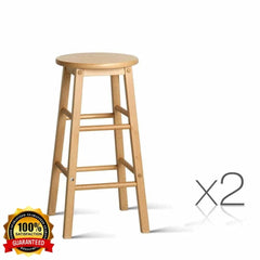 2 X Bar Stool Wooden - Natural and Black - ozily