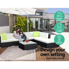 2PC Gardeon Outdoor Furniture Sofa Set Wicker Rattan Garden Lounge Chair Setting Furniture > Outdoor FF-SOFA-BK-C Online Furniture