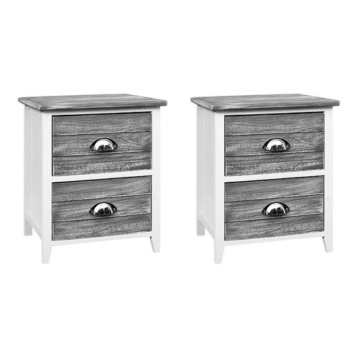 2x Bedside Table Nightstands 2 Drawers Storage Cabinet Bedroom - ozily