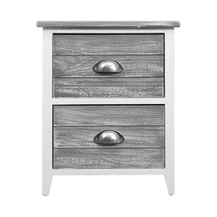 2x Bedside Table Nightstands 2 Drawers Storage Cabinet Bedroom - ozily