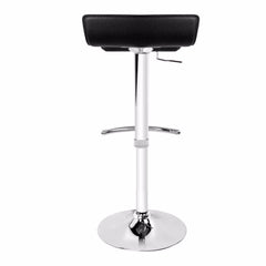 2X Black Bar Stools Faux Leather Low Back Adjustable Crome Base Gas Lift Slim Seat Swivel Chairs - ozily