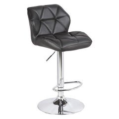 2X Black Bar Stools Faux Leather Mid High Back Adjustable Crome Base Gas Lift Swivel Chairs - ozily